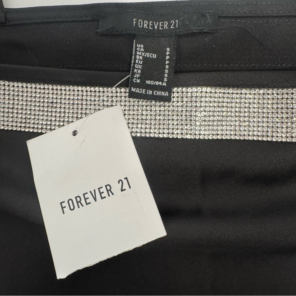 NWT Forever 21 black and rhinestone 2 piece cami and pants size S - Picture 7 of 16